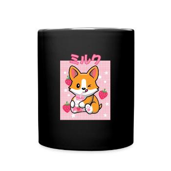 Cottagecore Ästhetisch Otaku Anime Japanisch Milch - Tasse einfarbig - Schwarz - Vorne