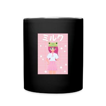 Cottagecore Erdbeermilch Otaku Anime Japanischer M - Tasse einfarbig - Schwarz - Vorne