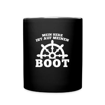 Boot Kapitän booten Geschenk - Tasse einfarbig - Schwarz - Vorne