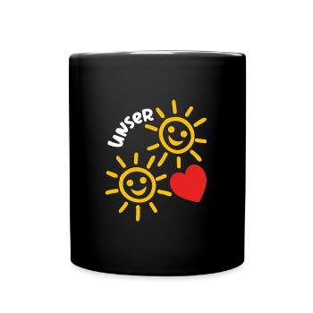 Sonne im Herzen unser Sonnenschein - Tasse einfarbig - Schwarz - Vorne