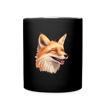 Fuchs Wald Kopf Tier Natur - Tasse einfarbig - Schwarz - Vorne