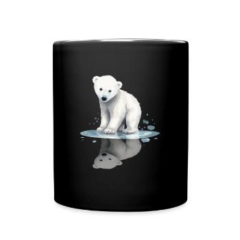 Ours polaire Bébé ours polaire Reflet - Mug uni - noir - Devant