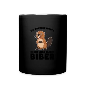 Tiere Bieber Biebern Geschenk - Tasse einfarbig - Schwarz - Vorne
