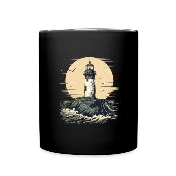 Lighthouse Coast Sea Sea Ocean Baltic Sea North Sea - Full Colour Mug - black - Front