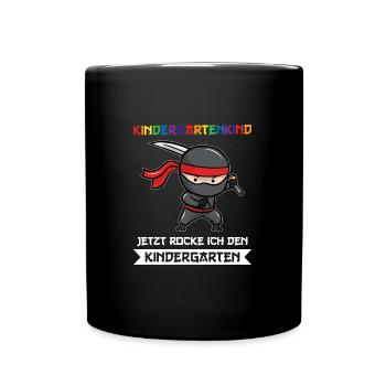 Kindergarten Ninja Kindergartenkind Geschenk - Tasse einfarbig - Schwarz - Vorne