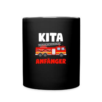 Kita Anfänger Feuerwehr Kita-Anfang Geschenk - Tasse einfarbig - Schwarz - Vorne