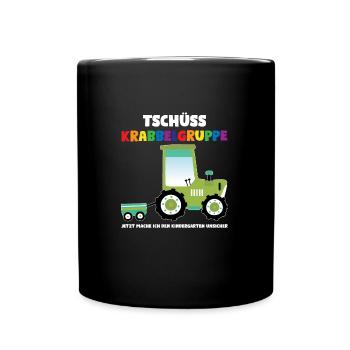 Kindergarten Traktor Kindergartenanfänger Geschenk - Tasse einfarbig - Schwarz - Vorne