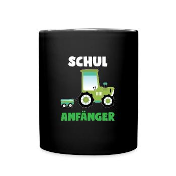 Schulkind Traktor Einschulung Geschenk - Tasse einfarbig - Schwarz - Vorne