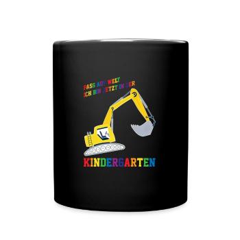 Kindergarten Bagger Kita-Anfang Geschenk - Tasse einfarbig - Schwarz - Vorne