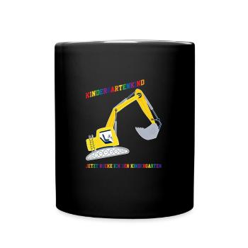 Kindergarten Bagger Kindergartenkind Geschenk - Tasse einfarbig - Schwarz - Vorne