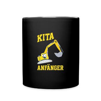 Kita Anfänger Bagger Kita-Anfang Geschenk - Tasse einfarbig - Schwarz - Vorne