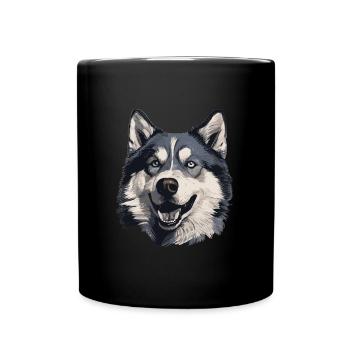 Husky Chien de traîneau Husky Head - Mug uni - noir - Devant