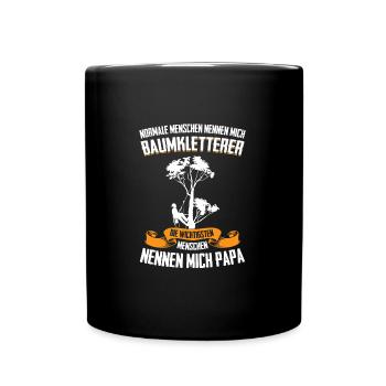 Baumpfleger Papa Baumkletter Geschenk - Tasse einfarbig - Schwarz - Vorne