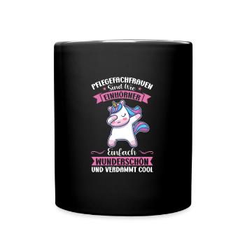 Krankenhaus Pflegefachfrau Pflegerin Geschenk - Tasse einfarbig - Schwarz - Vorne