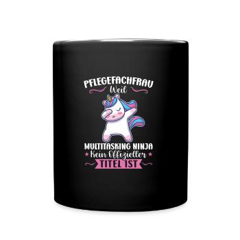 Krankenhaus Pflegefachfrau Pflegerin Geschenk - Tasse einfarbig - Schwarz - Vorne