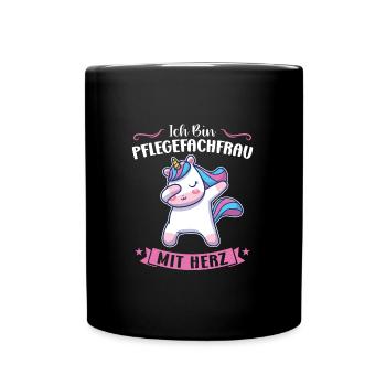 Krankenhaus Pflegefachfrau Pflegerin Geschenk - Tasse einfarbig - Schwarz - Vorne