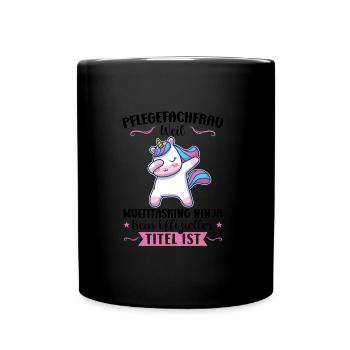 Krankenhaus Pflegefachfrau Pflegerin Geschenk - Tasse einfarbig - Schwarz - Vorne