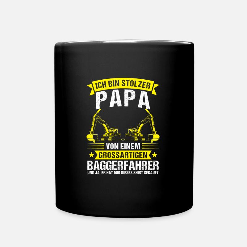 Baggerfahrer Papa Bagger Geschenk - Tasse einfarbig - Schwarz