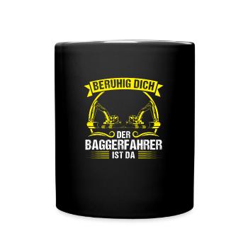 Baggerfahrer Beruf Bagger-Fahrer Geschenk - Tasse einfarbig - Schwarz - Vorne