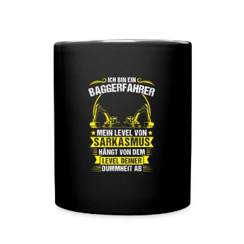 Baggerfahrer Beruf Bagger-Fahrer Geschenk - Tasse einfarbig - Schwarz - Vorne