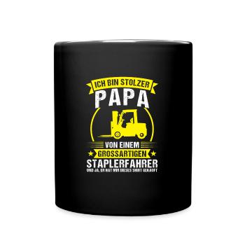 Staplerfahrer Papa Gabelstaplerfahrer Geschenk - Tasse einfarbig - Schwarz - Vorne