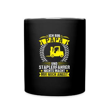 Staplerfahrer Papa Gabelstapler Geschenk - Tasse einfarbig - Schwarz - Vorne