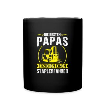 Staplerfahrer Papa Logistiker Geschenk - Tasse einfarbig - Schwarz - Vorne