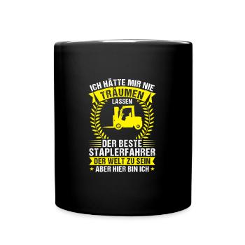 Staplerfahrer Stapler Lagerlogistik Geschenk - Tasse einfarbig - Schwarz - Vorne