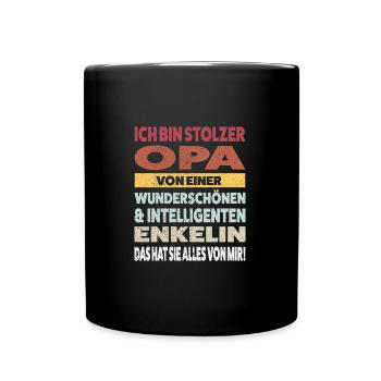 Opa Enkelin Großvater Geschenk - Tasse einfarbig - Schwarz - Vorne