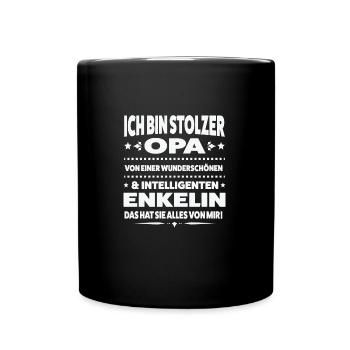 Opa Enkelin Großvater Geschenk - Tasse einfarbig - Schwarz - Vorne