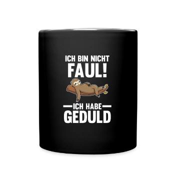 Faultier Faul Sarkasmus Geschenk - Tasse einfarbig - Schwarz - Vorne