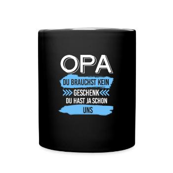 Opa Familie Enkelkind Geschenk - Tasse einfarbig - Schwarz - Vorne