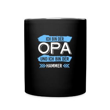 Opa Familie Enkelkinder Geschenk - Tasse einfarbig - Schwarz - Vorne