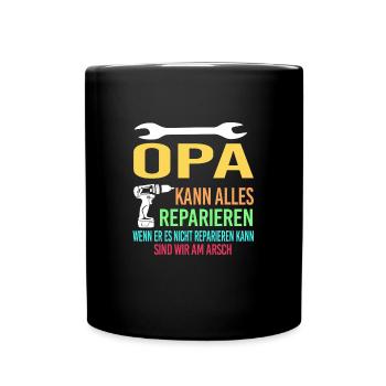 Opa Familie Großväter Geschenk - Tasse einfarbig - Schwarz - Vorne
