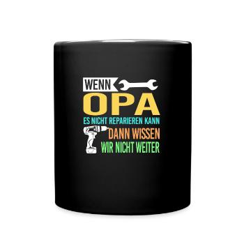 Opa Familie Handwerker Geschenk - Tasse einfarbig - Schwarz - Vorne