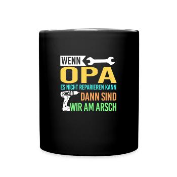 Opa Familie Großväter Geschenk - Tasse einfarbig - Schwarz - Vorne