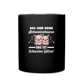 Schwein Landwirt Schweine Geschenk - Tasse einfarbig - Schwarz - Vorne