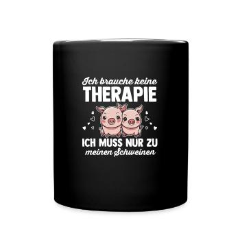 Schwein Landwirt Schweinezüchter Geschenk - Tasse einfarbig - Schwarz - Vorne