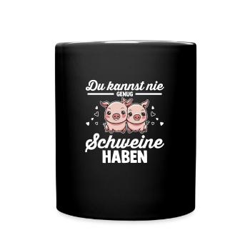 Schwein Landwirt Schweinchen Geschenk - Tasse einfarbig - Schwarz - Vorne