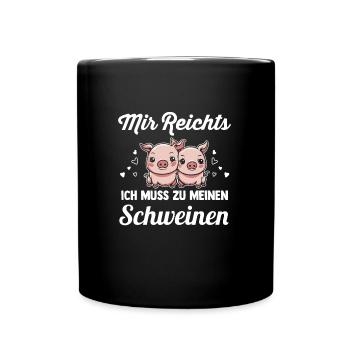 Schwein Landwirt Schweinchen Geschenk - Tasse einfarbig - Schwarz - Vorne