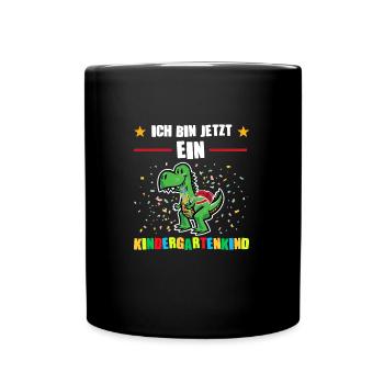 Kindergarten Dino Kita-Kind Geschenk - Tasse einfarbig - Schwarz - Vorne