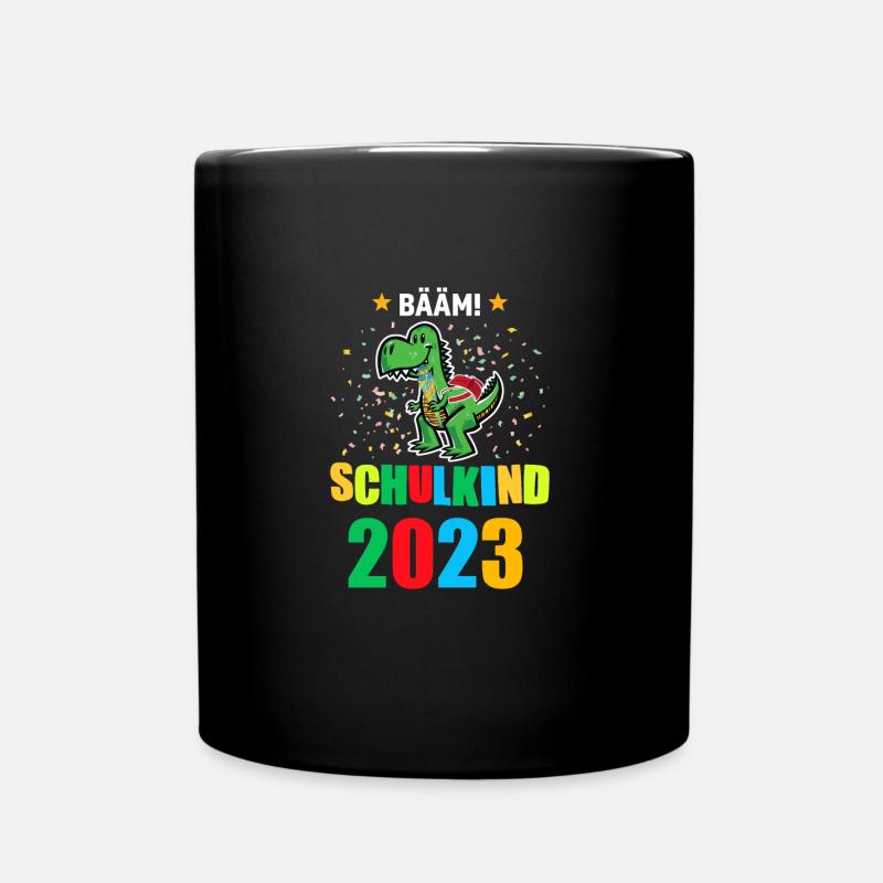 Schulkind 2023 Dino Einschulung 2023 Geschenk - Tasse einfarbig - Schwarz