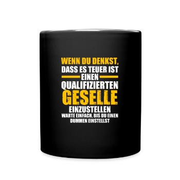 Geselle Handwerk Gesellenbrief Geschenk - Tasse einfarbig - Schwarz - Vorne