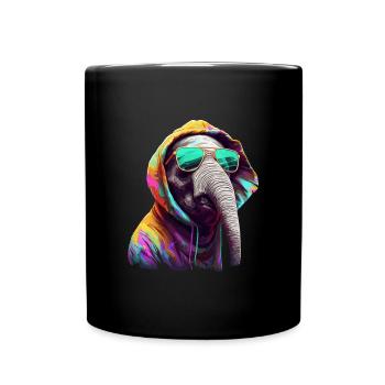Eléphant Afrique Asie Animal Bébé éléphant Cool - Mug uni - noir - Devant