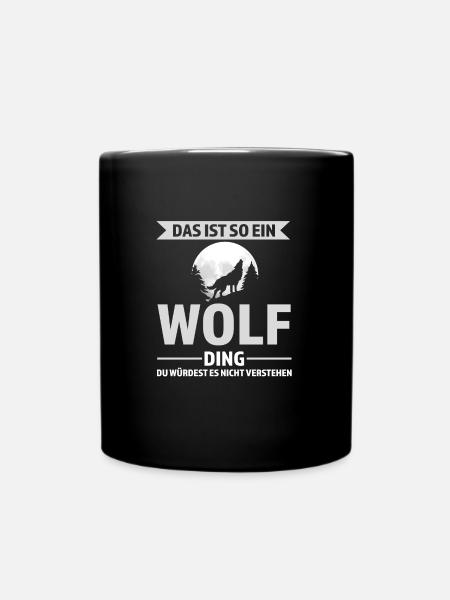 Wolf Tier Wölfe Geschenk - Tasse einfarbig - Schwarz