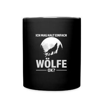 Wolf Tier Wolfsrudel Geschenk - Tasse einfarbig - Schwarz - Vorne