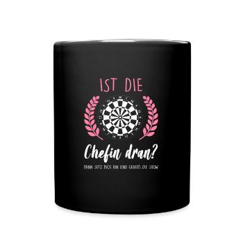 Darts Frau Dartspiel Geschenk - Tasse einfarbig - Schwarz - Vorne