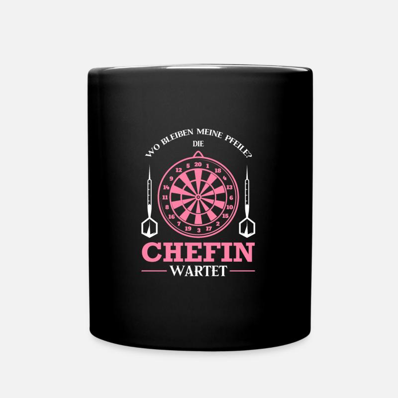 Darts Frau Darten Geschenk - Tasse einfarbig - Schwarz