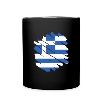 Griechenland Flagge Hellas Athen Griechische Fahne - Tasse einfarbig - Schwarz - Vorne