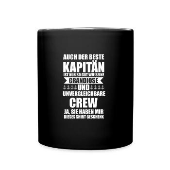 Kapitän Boot Segeln Geschenk - Tasse einfarbig - Schwarz - Vorne